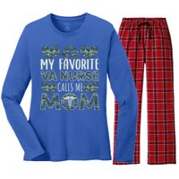 My Favorite Va Nurse Calls Me Mom Va Nurse Mom Gift Women's Long Sleeve Flannel Pajama Set 