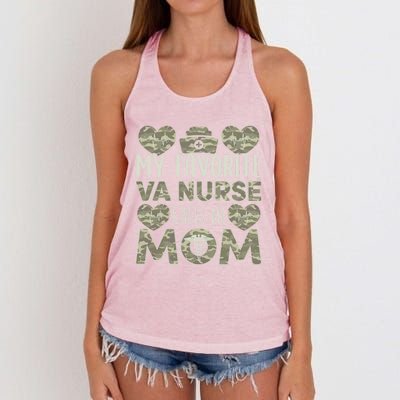 My Favorite Va Nurse Calls Me Mom Va Nurse Mom Gift Women's Knotted Racerback Tank