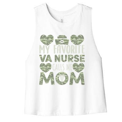 My Favorite Va Nurse Calls Me Mom Va Nurse Mom Gift Women's Racerback Cropped Tank