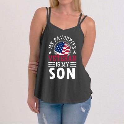 My Favorite Veteran Is My Son Veterans Relatives Pride Women's Strappy Tank