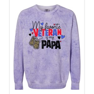 My Favorite Veteran Is My Papa Military Veterans Day Colorblast Crewneck Sweatshirt