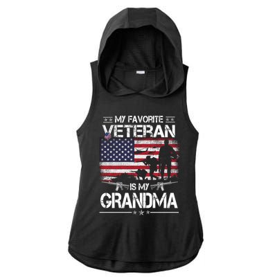 My Favorite Veteran Is My Grandma Cool Gift Flag Mother Veterans Day Funny Gift Ladies PosiCharge Tri-Blend Wicking Draft Hoodie Tank