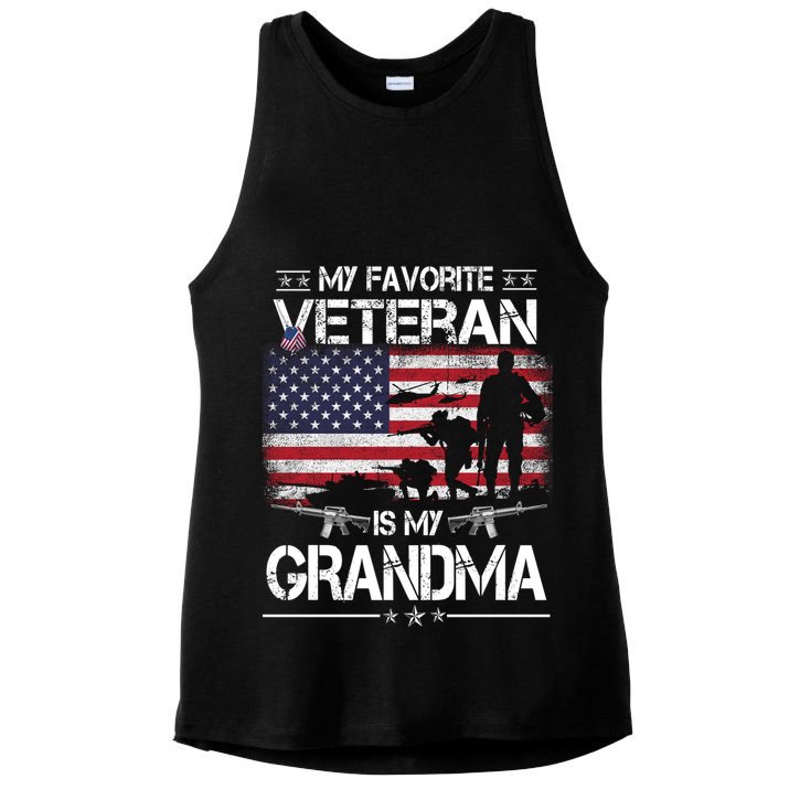My Favorite Veteran Is My Grandma Cool Gift Flag Mother Veterans Day Funny Gift Ladies PosiCharge Tri-Blend Wicking Tank