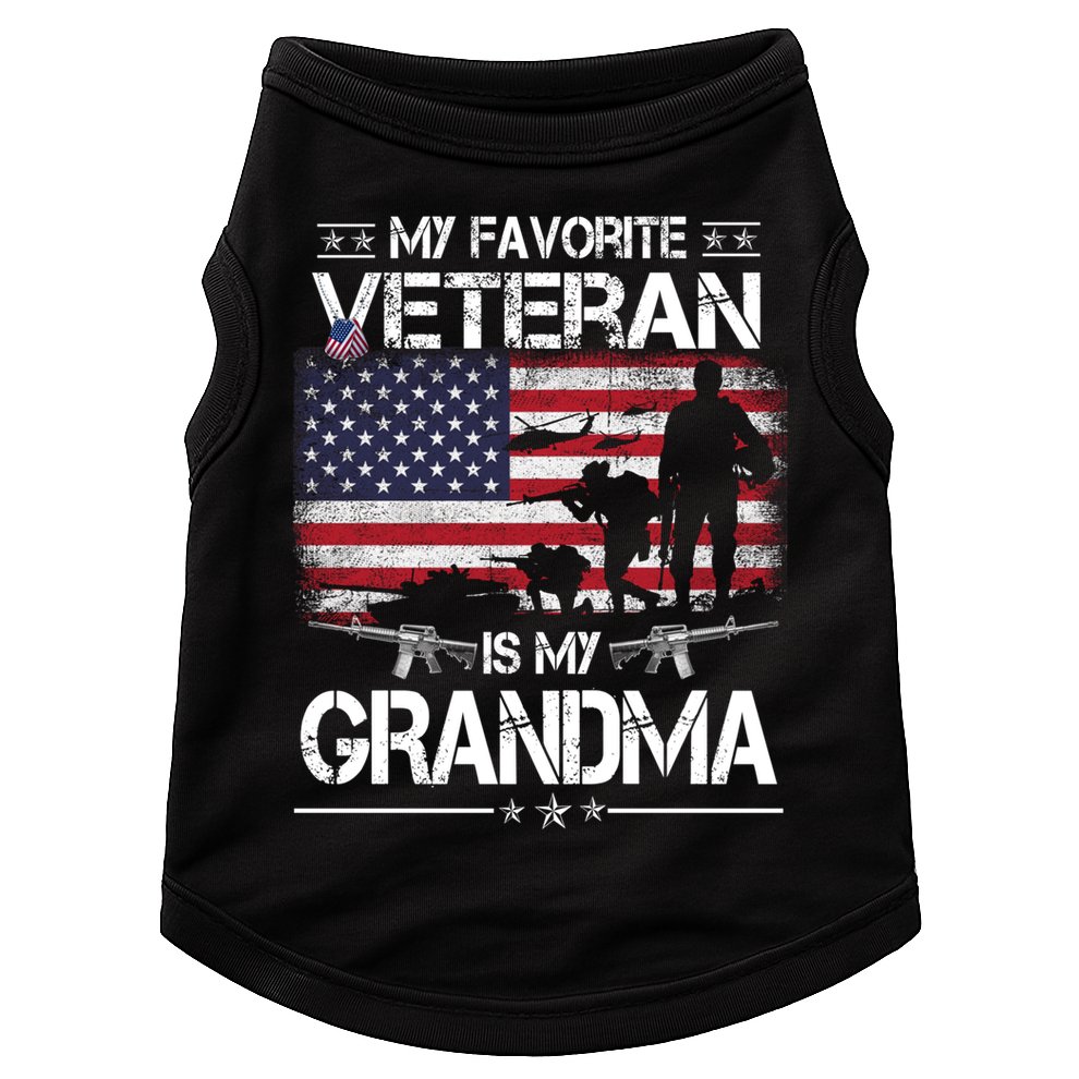 My Favorite Veteran Is My Grandma Cool Gift Flag Mother Veterans Day Funny Gift Doggie Tank