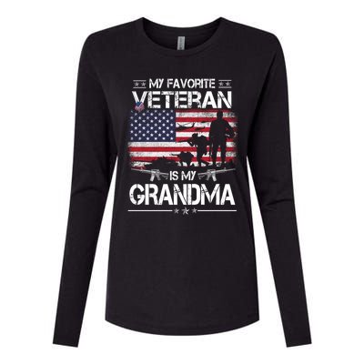 My Favorite Veteran Is My Grandma Cool Gift Flag Mother Veterans Day Funny Gift Womens Cotton Relaxed Long Sleeve T-Shirt