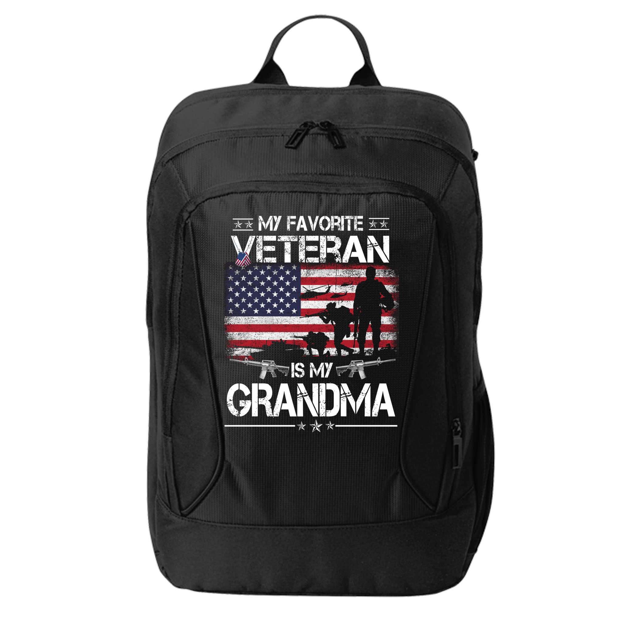My Favorite Veteran Is My Grandma Cool Gift Flag Mother Veterans Day Funny Gift City Backpack