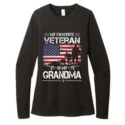 My Favorite Veteran Is My Grandma Cool Gift Flag Mother Veterans Day Funny Gift Womens CVC Long Sleeve Shirt