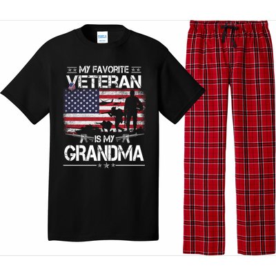 My Favorite Veteran Is My Grandma Cool Gift Flag Mother Veterans Day Funny Gift Pajama Set