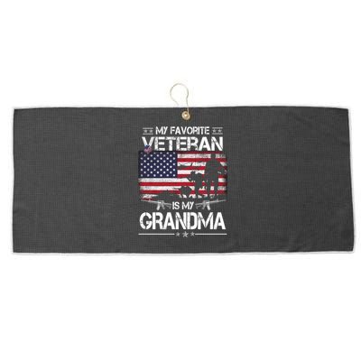 My Favorite Veteran Is My Grandma Cool Gift Flag Mother Veterans Day Funny Gift Large Microfiber Waffle Golf Towel