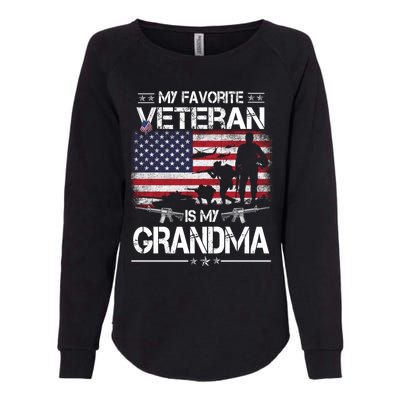 My Favorite Veteran Is My Grandma Cool Gift Flag Mother Veterans Day Funny Gift Womens California Wash Sweatshirt