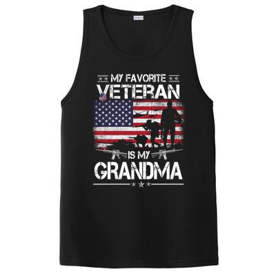 My Favorite Veteran Is My Grandma Cool Gift Flag Mother Veterans Day Funny Gift PosiCharge Competitor Tank