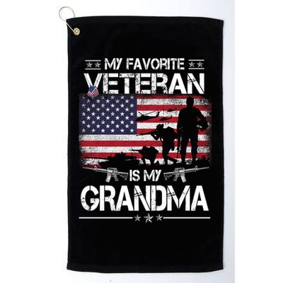 My Favorite Veteran Is My Grandma Cool Gift Flag Mother Veterans Day Funny Gift Golf Towel