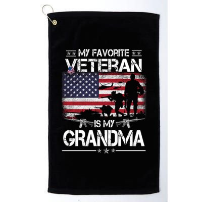 My Favorite Veteran Is My Grandma Cool Gift Flag Mother Veterans Day Funny Gift Platinum Collection Golf Towel