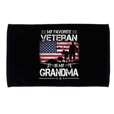 My Favorite Veteran Is My Grandma Cool Gift Flag Mother Veterans Day Funny Gift Microfiber Hand Towel