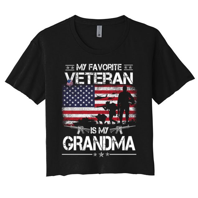 My Favorite Veteran Is My Grandma Cool Gift Flag Mother Veterans Day Funny Gift Crop Top