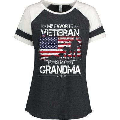 My Favorite Veteran Is My Grandma Cool Gift Flag Mother Veterans Day Funny Gift Enza Ladies Jersey Colorblock Tee