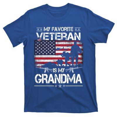 My Favorite Veteran Is My Grandma Cool Gift Flag Mother Veterans Day Funny Gift T-Shirt