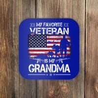 My Favorite Veteran Is My Grandma Cool Gift Flag Mother Veterans Day Funny Gift Coaster