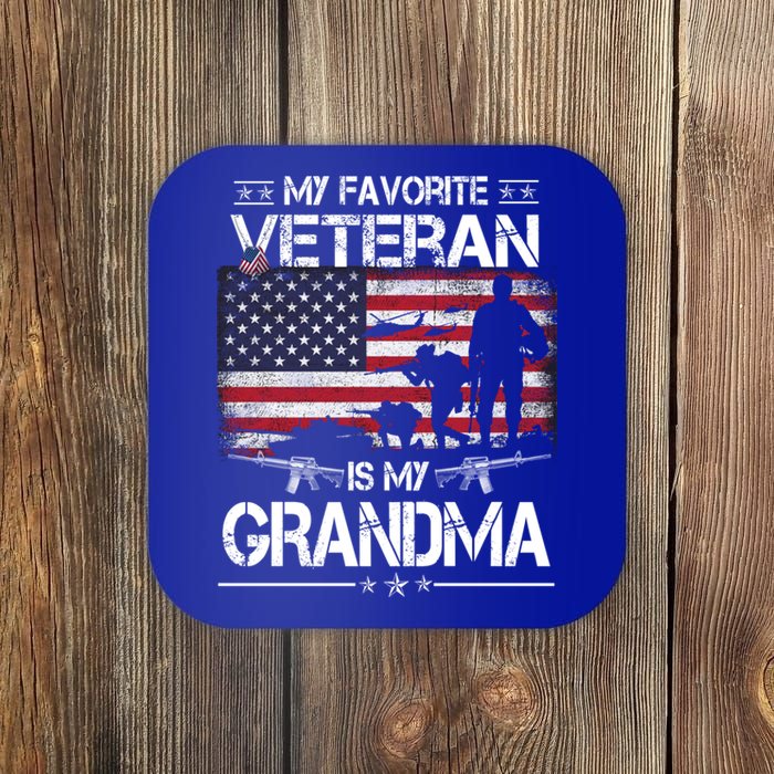 My Favorite Veteran Is My Grandma Cool Gift Flag Mother Veterans Day Funny Gift Coaster