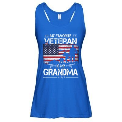 My Favorite Veteran Is My Grandma Cool Gift Flag Mother Veterans Day Funny Gift Ladies Essential Flowy Tank