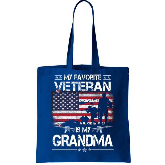 My Favorite Veteran Is My Grandma Cool Gift Flag Mother Veterans Day Funny Gift Tote Bag