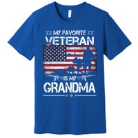 My Favorite Veteran Is My Grandma Cool Gift Flag Mother Veterans Day Funny Gift Premium T-Shirt