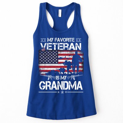 My Favorite Veteran Is My Grandma Cool Gift Flag Mother Veterans Day Funny Gift Womens Tank Top