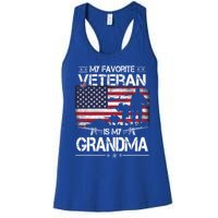 My Favorite Veteran Is My Grandma Cool Gift Flag Mother Veterans Day Funny Gift Women's Racerback Tank