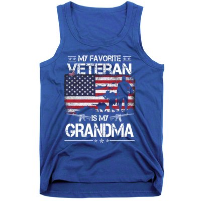 My Favorite Veteran Is My Grandma Cool Gift Flag Mother Veterans Day Funny Gift Tank Top