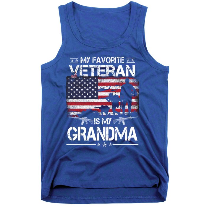 My Favorite Veteran Is My Grandma Cool Gift Flag Mother Veterans Day Funny Gift Tank Top