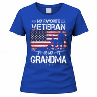 My Favorite Veteran Is My Grandma Cool Gift Flag Mother Veterans Day Funny Gift Women's T-Shirt