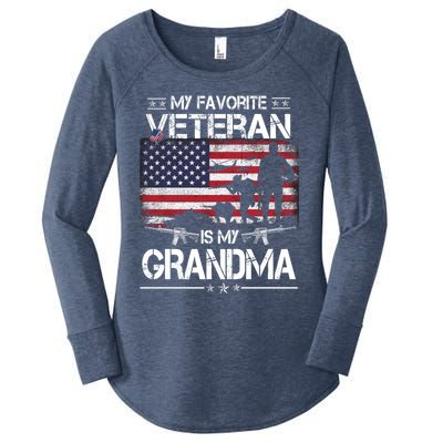 My Favorite Veteran Is My Grandma Cool Gift Flag Mother Veterans Day Funny Gift Women's Perfect Tri Tunic Long Sleeve Shirt