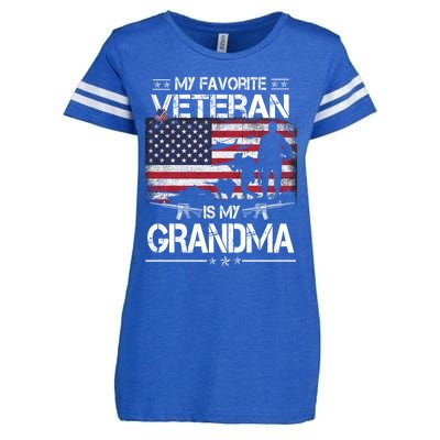 My Favorite Veteran Is My Grandma Cool Gift Flag Mother Veterans Day Funny Gift Enza Ladies Jersey Football T-Shirt