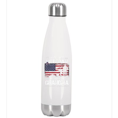 My Favorite Veteran Is My Grandma Cool Gift Flag Mother Veterans Day Funny Gift Stainless Steel Insulated Water Bottle