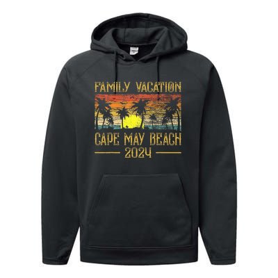 Matching Family Vacation 2024 New Jersey Cape May Beach Performance Fleece Hoodie