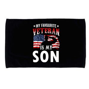 My Favorite Veteran Is My Son Veterans Family Veteran's Day Gift Microfiber Hand Towel