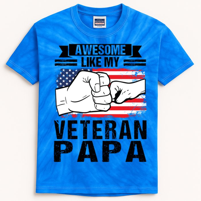 My Favorite Veteran Papa Gave Me This Grandfather Gift Kids Tie-Dye T-Shirt