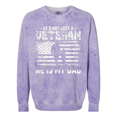 Military Family Veteran Support My Dad Us Veteran Patriotic Colorblast Crewneck Sweatshirt