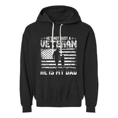 Military Family Veteran Support My Dad Us Veteran Patriotic Garment-Dyed Fleece Hoodie