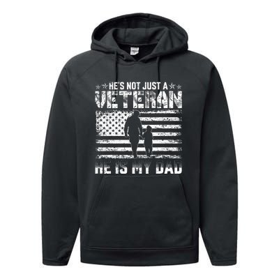 Military Family Veteran Support My Dad Us Veteran Patriotic Performance Fleece Hoodie