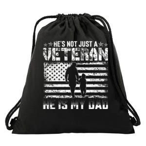 Military Family Veteran Support My Dad Us Veteran Patriotic Drawstring Bag