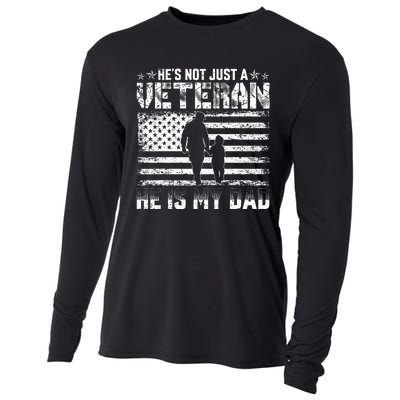 Military Family Veteran Support My Dad Us Veteran Patriotic Cooling Performance Long Sleeve Crew