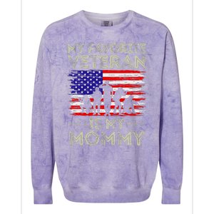 My Favorite Veteran Is My Mommy American Flag Veterans Day Colorblast Crewneck Sweatshirt