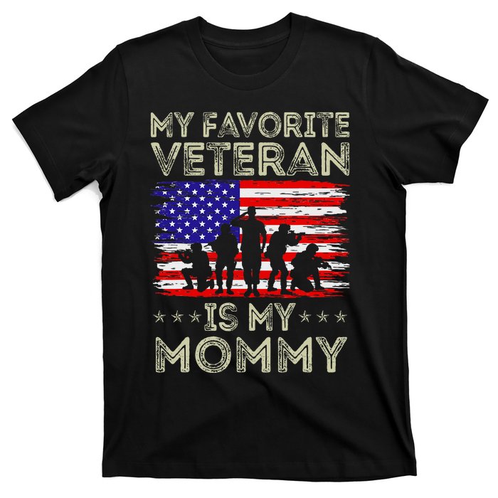 My Favorite Veteran Is My Mommy American Flag Veterans Day T-Shirt