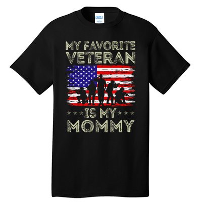 My Favorite Veteran Is My Mommy American Flag Veterans Day Tall T-Shirt