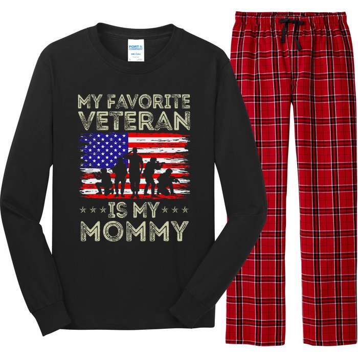 My Favorite Veteran Is My Mommy American Flag Veterans Day Long Sleeve Pajama Set