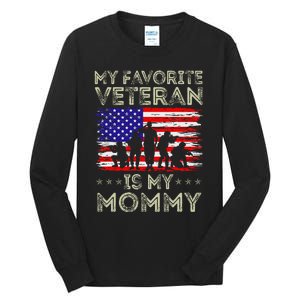 My Favorite Veteran Is My Mommy American Flag Veterans Day Tall Long Sleeve T-Shirt