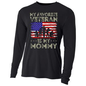 My Favorite Veteran Is My Mommy American Flag Veterans Day Cooling Performance Long Sleeve Crew