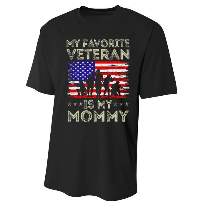 My Favorite Veteran Is My Mommy American Flag Veterans Day Performance Sprint T-Shirt