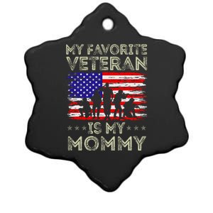 My Favorite Veteran Is My Mommy American Flag Veterans Day Ceramic Star Ornament